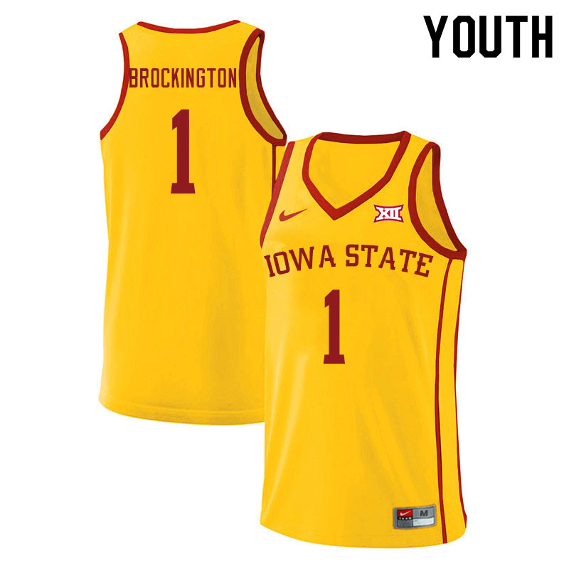 Youth #1 Izaiah Brockington Iowa State Cyclones College Basketball Jerseys Sale-Yellow - Click Image to Close